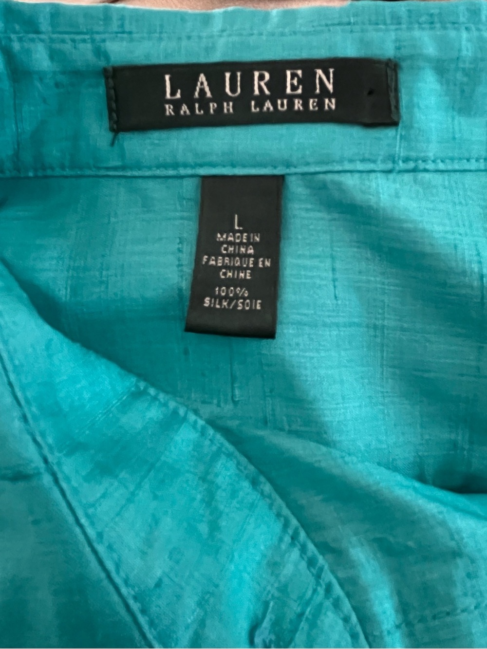 Lauren Ralph Lauren Teal Silk Blouse Size Large - Picture 8 of 8